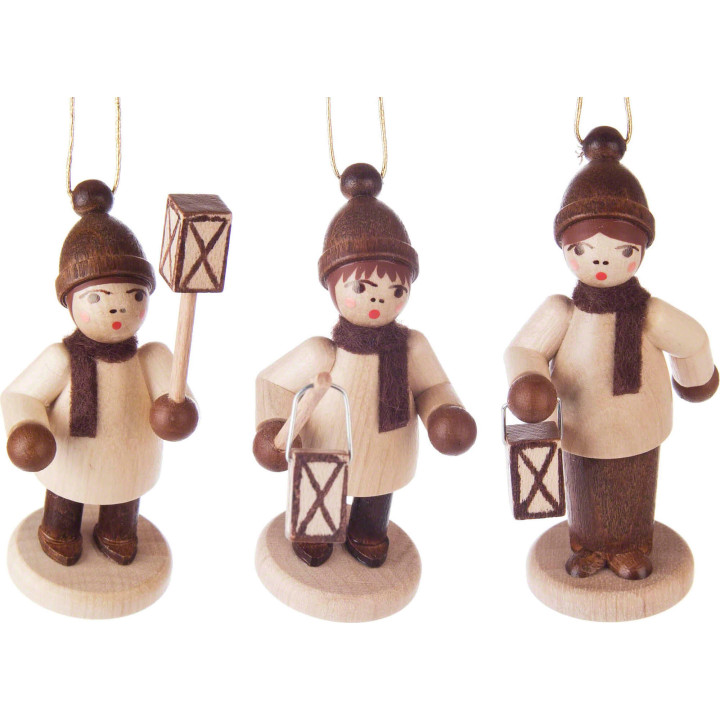 Tree Ornament - Lantern Children - natural - 3 pcs.  - 6 cm / 2.4 inch