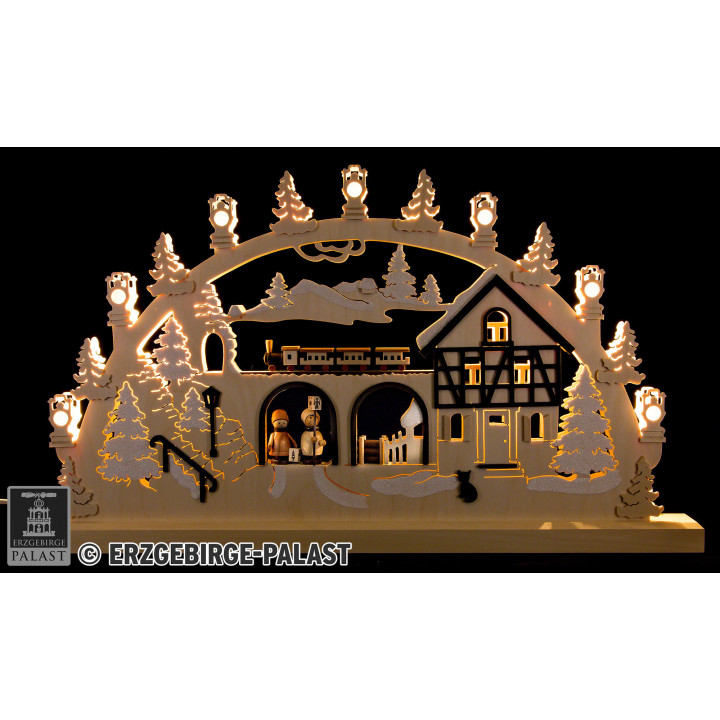 3D-Doppelschwibbogen Eisenbahn - 62x37x5,5 cm