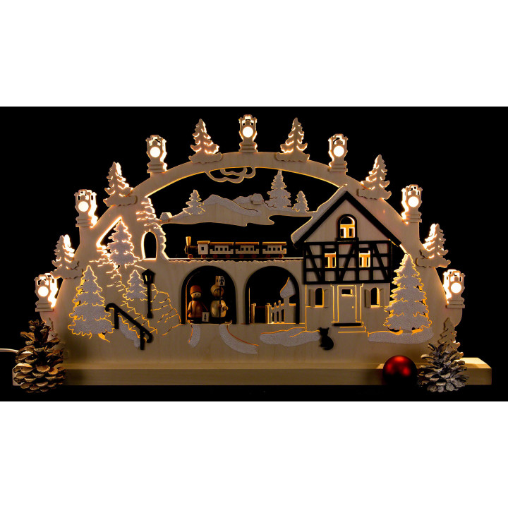 3D-Doppelschwibbogen Eisenbahn - 62x37x5,5 cm