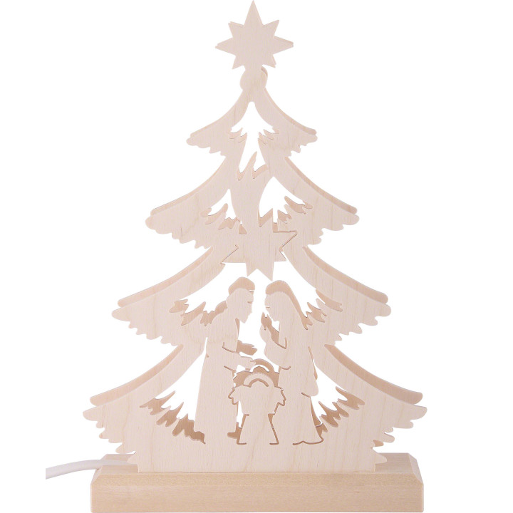 Lichterspitze Mini-Baum Krippenszene - 23,5x15,5x4,5 cm