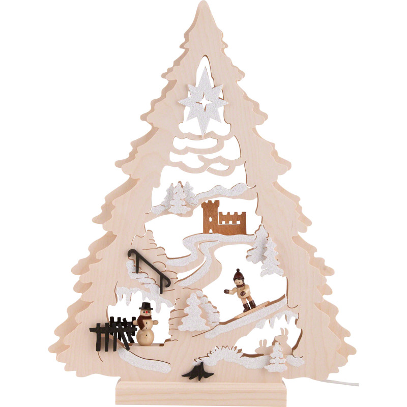 Light Triangle - Tree with Snowboarder - 34x44 cm / 13.4x17.3 inch