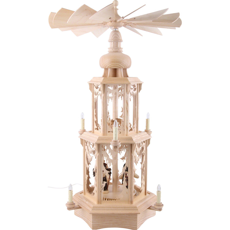 2-stöckige Pyramide Walddesign - elektrisch mit Figuren - 77 cm