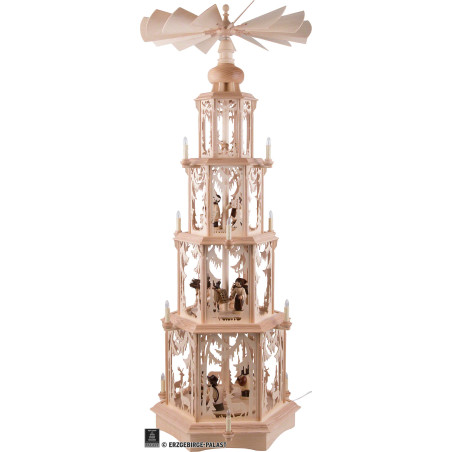 4-Tier Christmas Pyramid - Forest Design - Electrical with Figurines - 135 cm / 53 inch