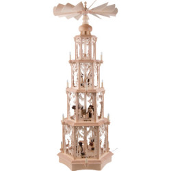 4-Tier Christmas Pyramid - Forest Design - Electrical with Figurines - 135 cm / 53 inch