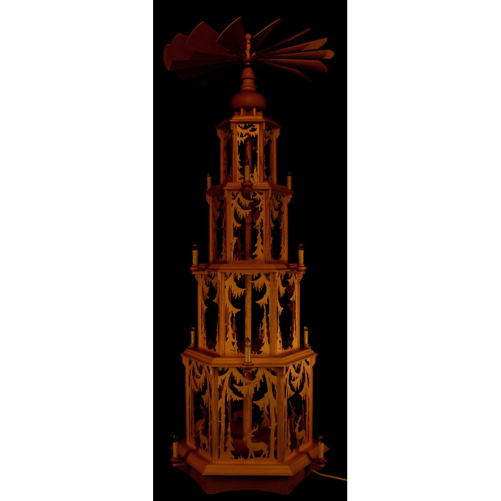 4-stöckige Pyramide Walddesign - elektrisch ohne Figuren - 135 cm