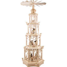 4-stöckige Pyramide Walddesign - Wachskerzen mit Figuren - 135 cm