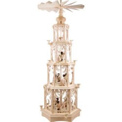 4-stöckige Pyramide Walddesign - Wachskerzen mit Figuren - 135 cm