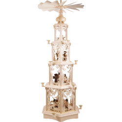 4-Tier Christmas Pyramid - Forest Design - Wax Candles with Figurines - 135 cm / 53 inch