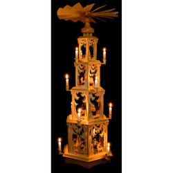 4-Tier Christmas Pyramid - Forest Design - Wax Candles with Figurines - 135 cm / 53 inch