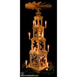 4-Tier Christmas Pyramid - Forest Design - Wax Candles with Figurines - 135 cm / 53 inch