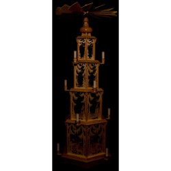 4-Tier Christmas Pyramid - Forest Design - Wax Candles without Figurines - 135 cm / 53 inch