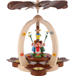1-stöckige Pyramide mit Blumenkindern - natur - 30 cm