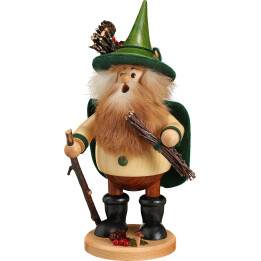 Räuchermännchen Waldwichtel Holzsammler, grün - 25 cm