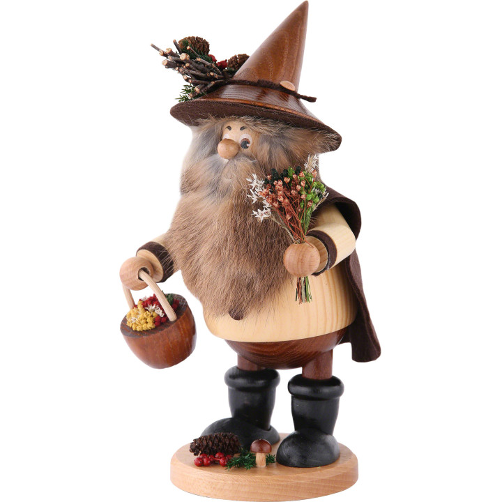 Räuchermännchen Waldwichtel Kräutersammler, natur - 25 cm