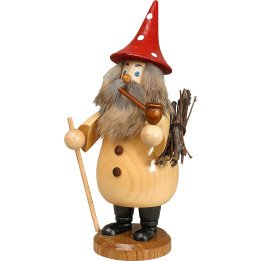 Räuchermännchen Wurzelzwerg natur, Hut rot - 19 cm