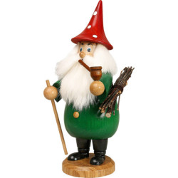 Räuchermännchen Wurzelzwerg grün, Hut rot - 19 cm