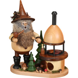Räuchermännchen Wichtel am Grillofen - 26 cm