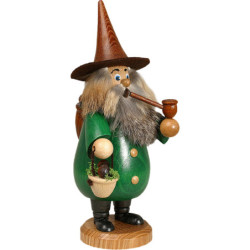 Räuchermännchen Wurzelzwerg Pilzsammler Grün - 19 cm