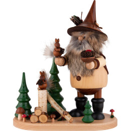 Räuchermännchen Waldwichtel auf Brett mit Eichhörnchen - 26 cm