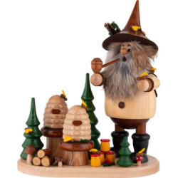 Räuchermännchen Waldwichtel auf Brett Imker - 26 cm