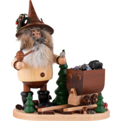 Smoker - Ore Gnome with Coal Tram - 26 cm / 10.2 inch