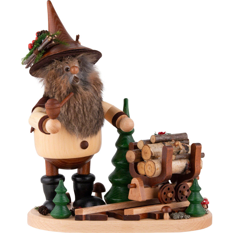 Räuchermännchen Erzwichtel mit Holzlore - 26 cm