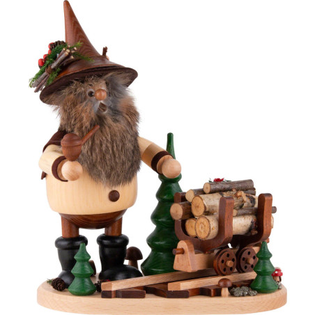 Räuchermännchen Erzwichtel mit Holzlore - 26 cm