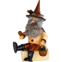 Smoker - Forest Gnome Mushroom Gatherer - Shelf Sitter - 26 cm / 10.2 inch