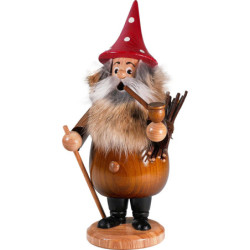 Räuchermännchen Wurzelzwerg braun mit rotem Hut - 19 cm