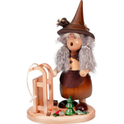 Räuchermännchen Wichtelfrau mit Schlitten - 25 cm