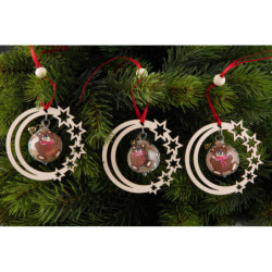 Christbaumschmuck Glaskugel in Sternenmond - Teddy - 3er-Set - 7 cm