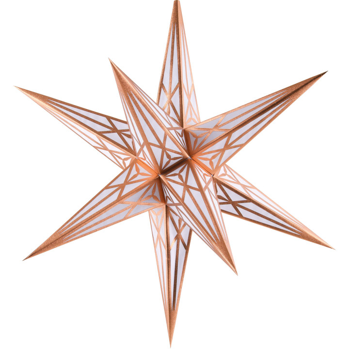 Hartenstein Christmas Star for Inside Use - White with Copper - 68 cm / 27 inch