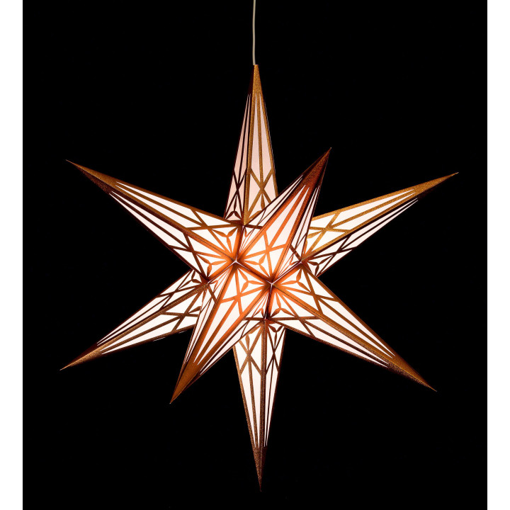 Hartenstein Christmas Star for Inside Use - White with Copper - 68 cm / 27 inch