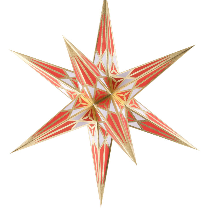 Hartensteiner Weihnachtsstern für Innen - weiß-rot mit gold - 68 cm
