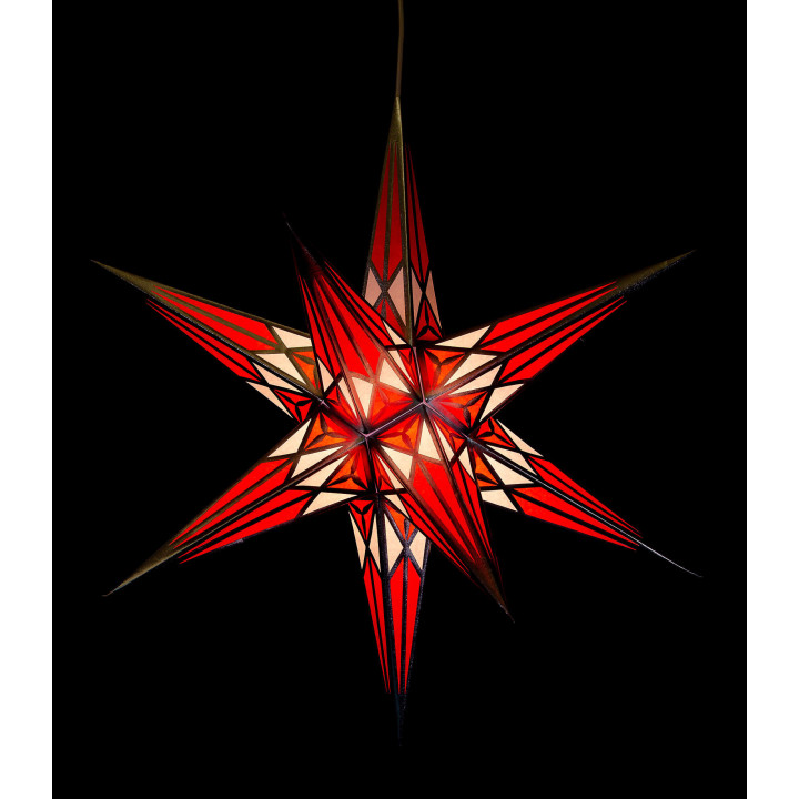 Hartenstein Christmas Star for Inside Use - White-Red with Silver - 68 cm / 27 inch