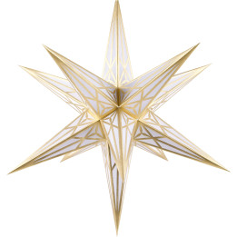 Hartenstein Christmas Star for Inside Use - White with Gold - 68 cm / 27 inch