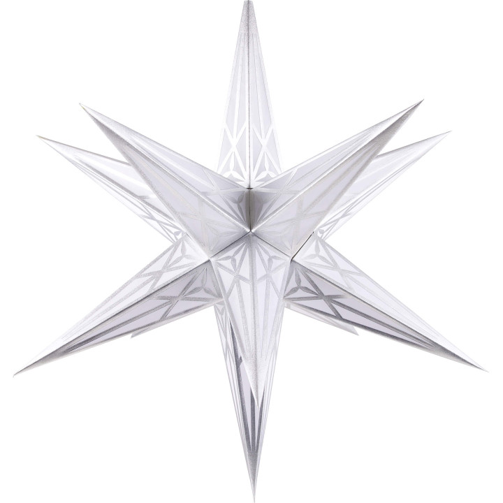 Hartenstein Christmas Star for Inside Use - White with Silver - 68 cm / 27 inch