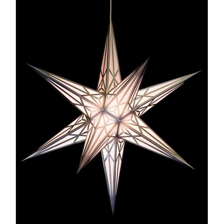 Hartenstein Christmas Star for Inside Use - White with Silver - 68 cm / 27 inch