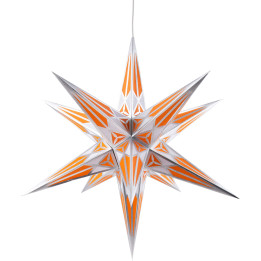 Hartenstein Christmas Star for Inside Use - White-Orange with Silver - 68 cm / 27 inch