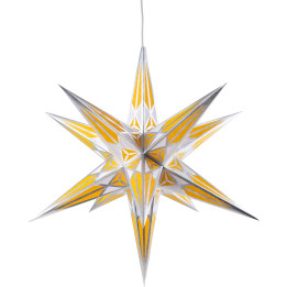 Hartensteiner Weihnachtsstern für Innen - weiß-gelb mit silber - 68 cm
