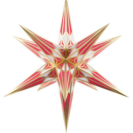 Hartenstein Christmas Star for Inside Use - White-Wine Red with Gold - 68 cm / 27 inch