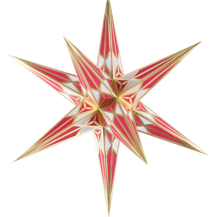 Hartensteiner Weihnachtsstern für Innen - weiß-weinrot mit gold - 68 cm