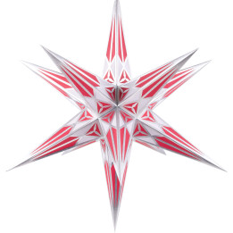 Hartenstein Christmas Star for Inside Use - White-Wine Red with Silver - 68 cm / 27 inch