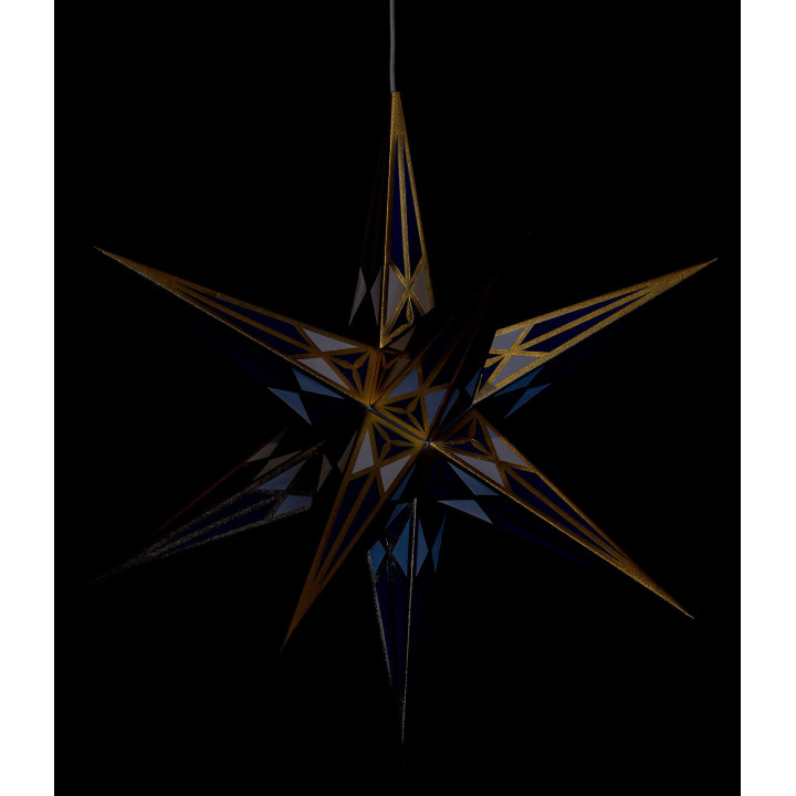 Hartensteiner Weihnachtsstern für Innen - weiß-blau mit gold - 68 cm