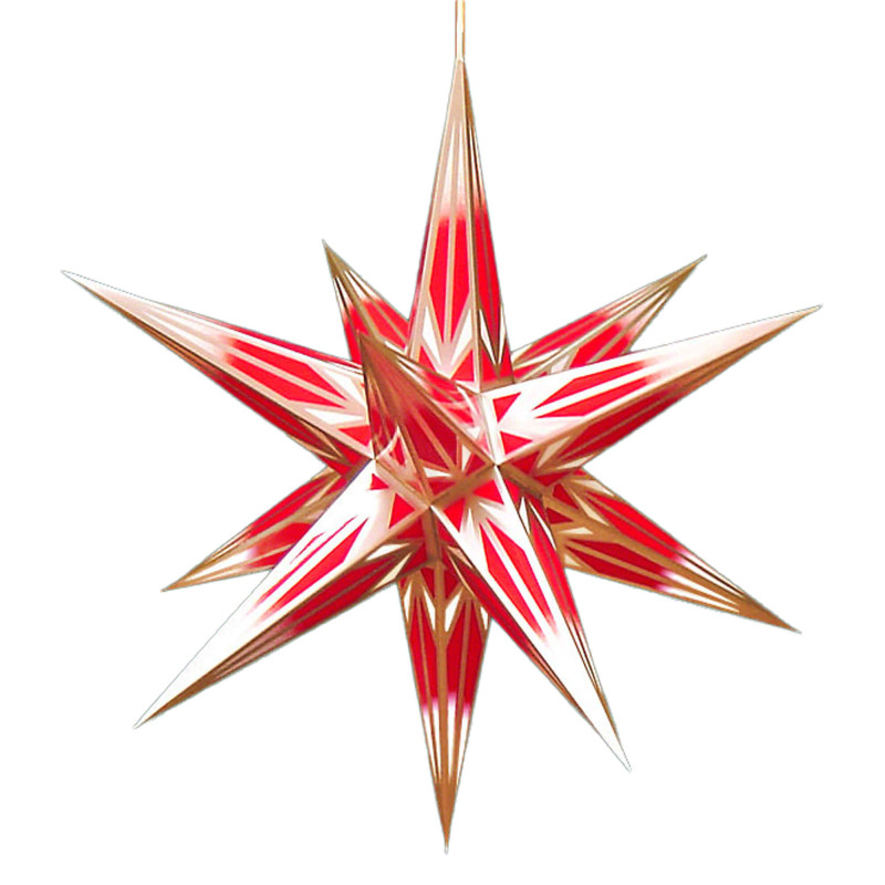 Haßlauer Weihnachtsstern für Innen rot/weiß mit Goldmuster inkl. Beleuchtung - 65 cm