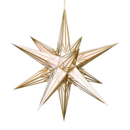 Haßlauer Weihnachtsstern für Innen weiß mit Goldmuster inkl. Beleuchtung - 65 cm
