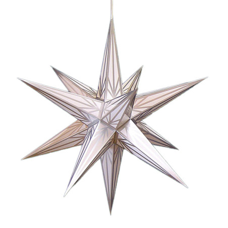 Hasslau Christmas Star - White with Silver Pattern and Lighting - 65 cm / 25.6 inch - Inside Use