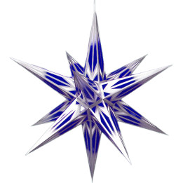 Hasslau Christmas Star - Blue/White with Silver Pattern and Lighting - 65 cm / 25.6 inch - Inside Use