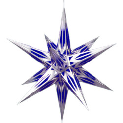 Hasslau Christmas Star - Blue/White with Silver Pattern and Lighting - 65 cm / 25.6 inch - Inside Use
