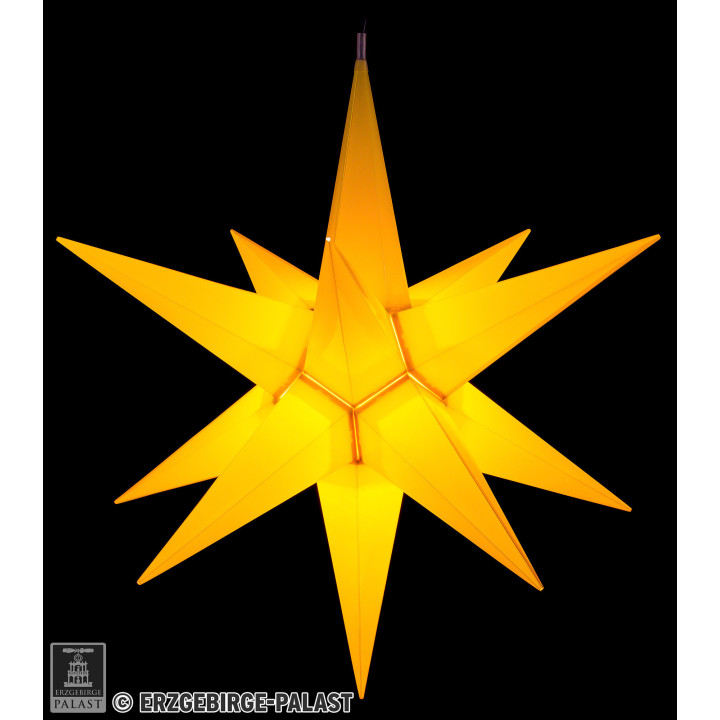 Hasslau Christmas Star - Yellow and Lighting - 65 cm / 25.6 inch - Inside Use